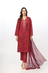 3 Piece Printed Slub Khaddar Embroidered Suit (PD1322)