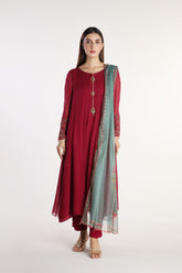 3 Piece Chiffon Embroidered Suit (AS0452)