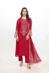 3 Piece Chiffon Embroidered Suit (AS0455)