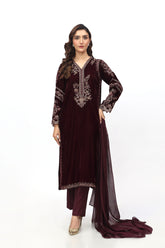 3 Piece Velvet Embroidered Suit (AV0001)
