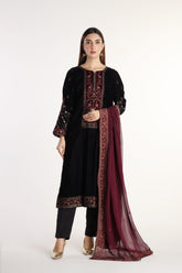 3 Piece Velvet Embroidered Suit (AV0019)