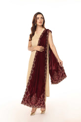 1 Piece Velvet Embroidered Stole (AV0021)