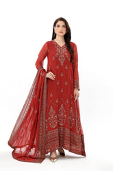 2 Piece Chiffon Embroidered Suit (AW0006)