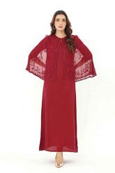 1 Piece Raw Silk Embroidered CapeDress (AP0032)