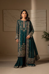 3 Piece Unstitched Chiffon Embroidered Suit (UF0017)