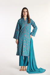 3 Piece Cotton Karandi Embroidered Suit (BA0036)