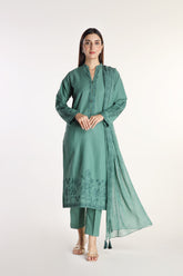 3 Piece Slub Khaddar Embroidered Suit (BA0038)