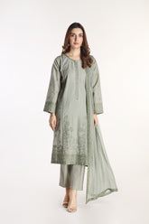 3 Piece Slub Khaddar Embroidered Suit (BA0039)