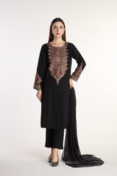 3 Piece Cotton Karandi Embroidered Suit (BA0053)