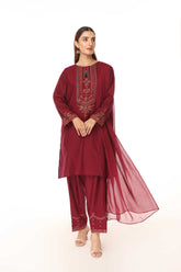 3 Piece Slub Khaddar Embroidered Suit (BA0064)