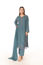 3 Piece Slub Khaddar Embroidered Suit (BA0065)