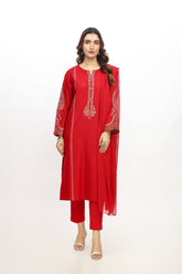 3 Piece Slub Khaddar Embroidered Suit (BA0066)