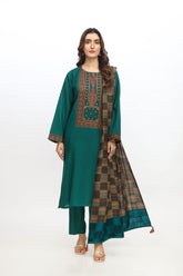 3 Piece Cotton Karandi Embroidered Suit (BA0072)