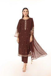 3 Piece Slub Khaddar Embroidered Suit (BA0084)