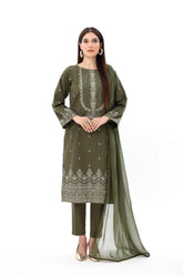 3 Piece Slub Khaddar Embroidered Suit (BA0111)