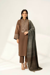 3 Piece Slub Khaddar Embroidered Suit (BA0161)