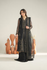 3 Piece Organza Embroidered Unstitched Suit (UF0029)