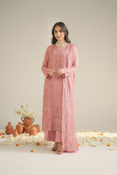 3 Piece Chiffon Embroidered Unstitched Suit (UF0040)