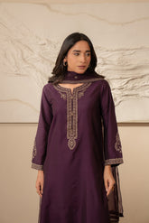 3 Piece Cotton Silk Embroidered Suit (CS0133)