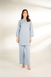 2 Piece Self Jacquard Embroidered Suit (CS0136)