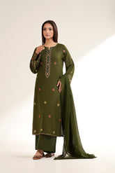 3 Piece Lawn Karandi Embroidered Suit (CS0275)