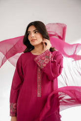 3 Piece Slub Khaddar Embroidered Suit (CS0326)