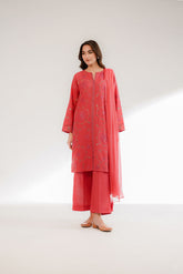 3 Piece Slub Khaddar Embroidered Suit (CS0334)