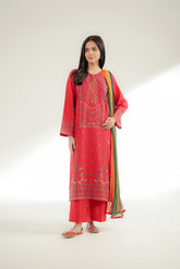 3 Piece Slub Khaddar Embroidered Suit (CP0345)