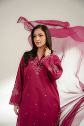 3 Piece Slub Khaddar Embroidered Suit (CS0369)