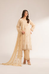 3 Piece Slub Khaddar Embroidered Suit (CS0392)