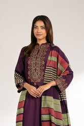 3 Piece Cotton Silk Embroidered Suit (CS0414)
