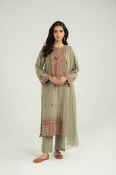 3 Piece Cotton Karandi Embroidered Suit (CS0424)