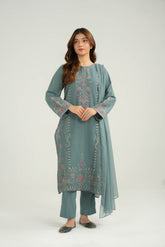 3 Piece Cotton Karandi Embroidered Suit (CS0425)