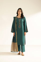 3 Piece Cotton Silk Embroidered Suit (CS0431)