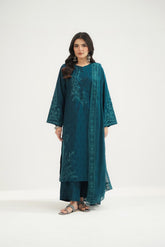 3 Piece Dobby Cotton Embroidered Suit (CS0477)