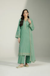 3 Piece Slub Khaddar Embroidered Suit (CS0727)