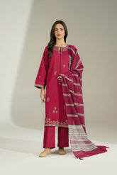 3 Piece Cotton Silk Embroidered Suit (CS0783)