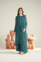 3 Piece Organza Embroidered Unstitched Suit (UF0032)