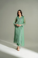 3 Piece Organza Embroidered Suit (FL0181)