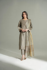 3 Piece Cotton Silk Embroidered Suit (FS0173)
