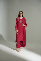 3 Piece Raw Silk Embroidered Suit (FS0177)