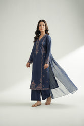 3 Piece Self Jacquard Embroidered Suit (CS0586)