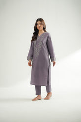 2 Piece Self Jacquard Embroidered Suit (CS0587)