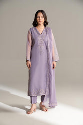 3 Piece Organza Embroidered Suit (FL0176)