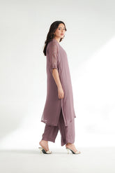 2 Piece Chiffon Embroidered Suit (FL0228)