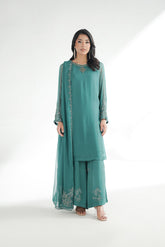 3 Piece Chiffon Embroidered Suit (FL0221)