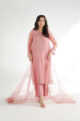 3 Piece Organza Embroidered Suit (FL0224)