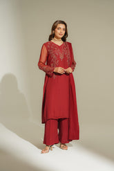 3 Piece Chiffon Embroidered Suit (FL0142)