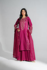 3 Piece Cotton Silk Embroidered Suit (FS0191)