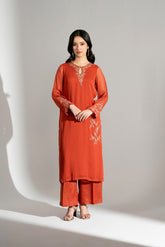 2 Piece Chiffon Embroidered Suit (FS0185)